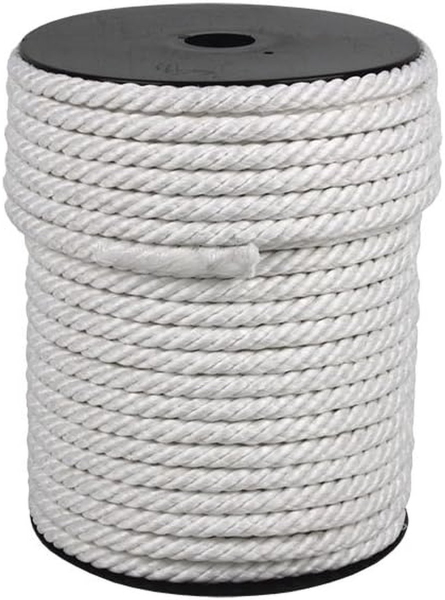Nylon Touw - Materiaal Koord - Dingen Vastbinden - Hoge Treksterkte - 10 mm x 100 m - Wit