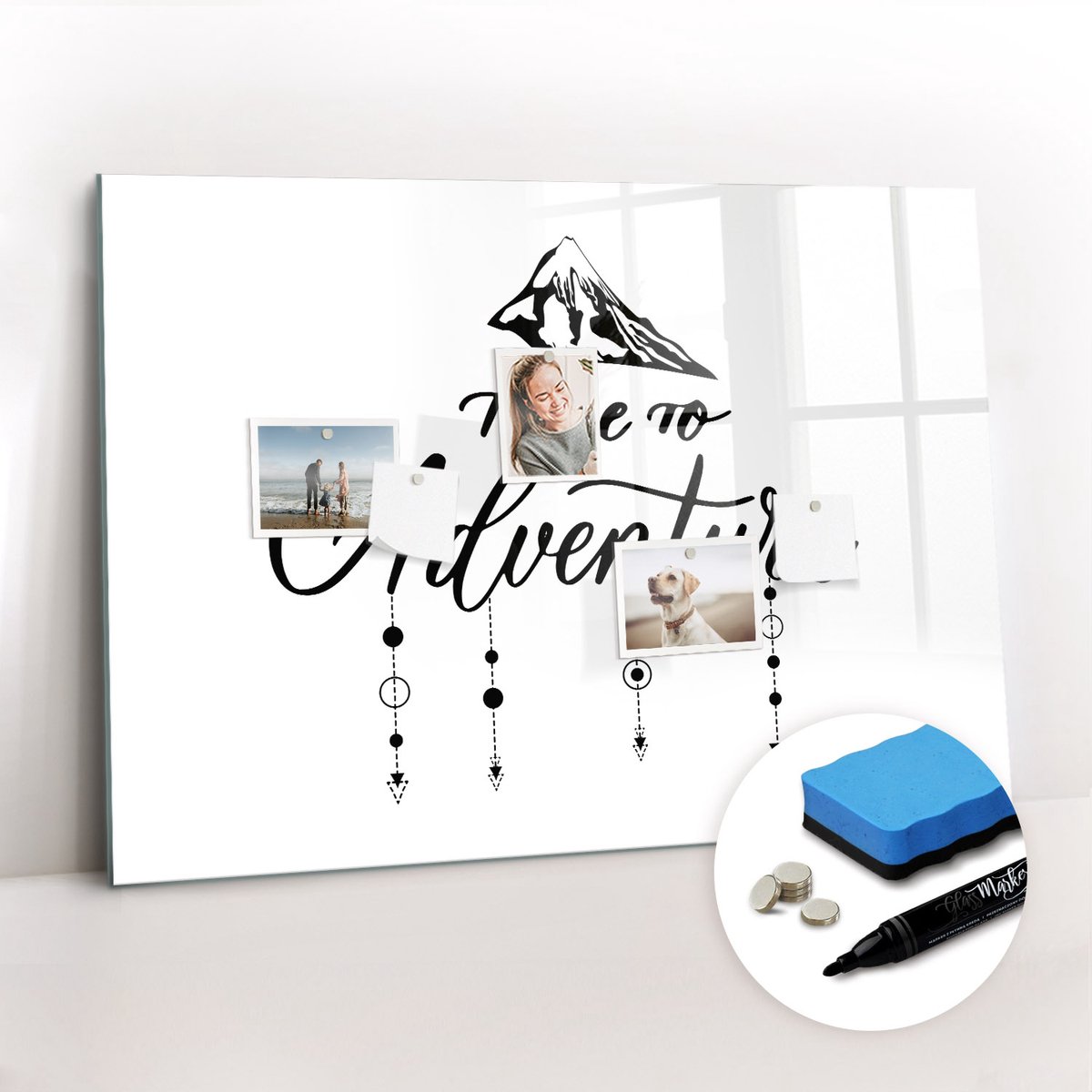 Tulup Whitebord - Avontuurlijk toerisme - 100 x 70 cm - Wit Magnetische borden voor reismagneten - Gratis 5 Sterke Magneten + Whiteboard Marker & Wisser - Minimalistisch Prikbord - Memobord Magnetisch - Planning Muur