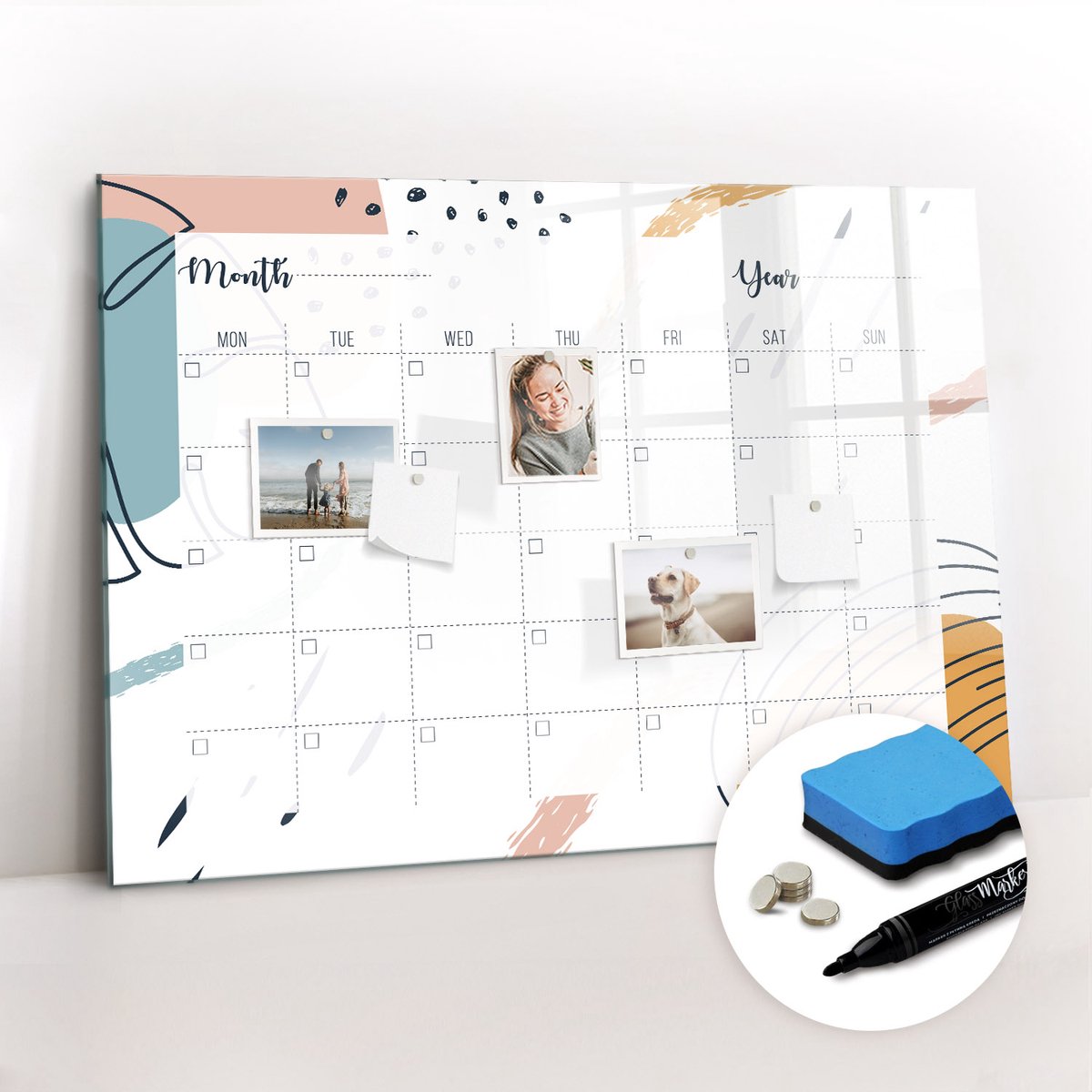 Tulup Whitebord - Bedrijfsorganisator - 100 x 70 cm - Wit Foto Magneetbord - Gratis 5 Sterke Magneten + Whiteboard Marker & Wisser - Decoratief Magnetisch Bord - Magneetbord Rechthoekig - Productiviteit Tools