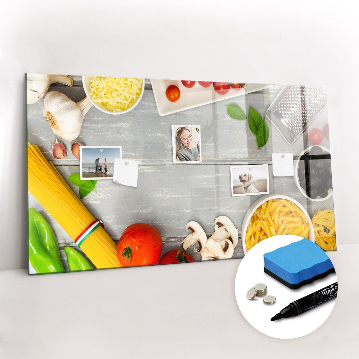 Tulup Whitebord - Ingrediënten - 120 x 60 cm - Veelkleurig Metalen magneetborden met lijst - Gratis 5 Sterke Magneten + Whiteboard Marker & Wisser - Industrieel Wandbord - Memobord Magnetisch - Ideeënbord Thuiswerkplek