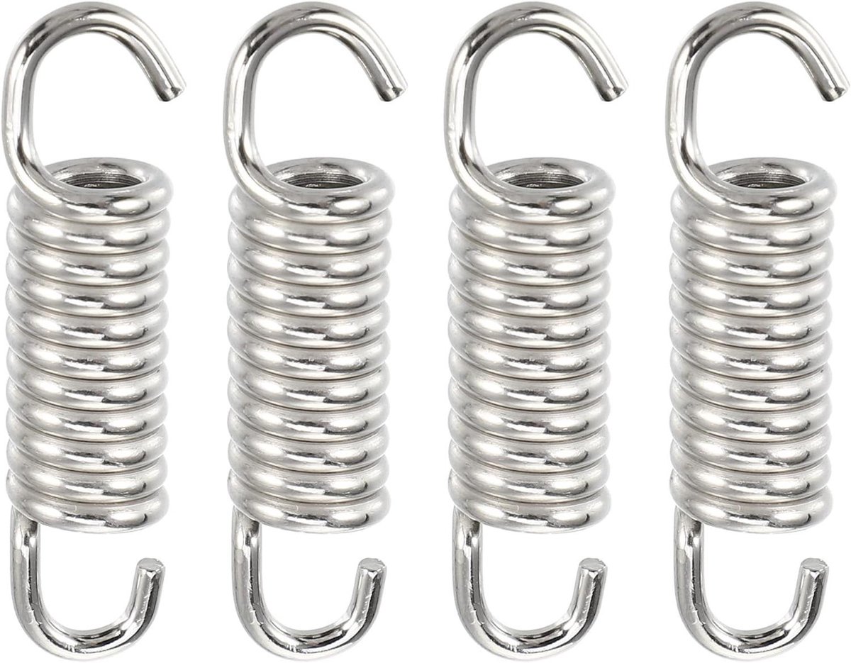 Motorfiets Uitlaatveren - Uitlaat Hanger Veer - Motoronderhoud - Roestvrij Staal - 43mm - Zilverkleurig