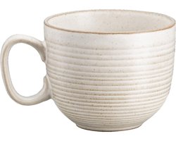 Cappuccino Kop - Koffiekop Drinkbeker - Genieten van Koffie - Lijnstructuur - 89 x 89 x 72 cm - Zandkleur