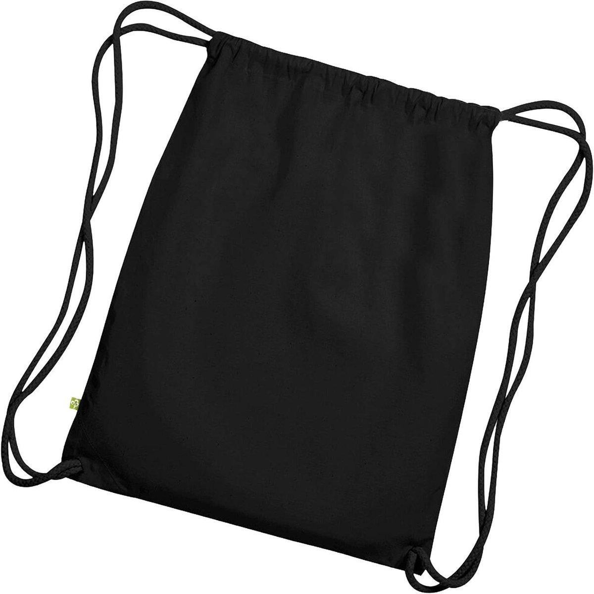 Biologische Gymsac - Sporttas Trekkoordtas - Sportkleding Vervoeren - Zware Katoenen Stof - 13 Liter - Zwart