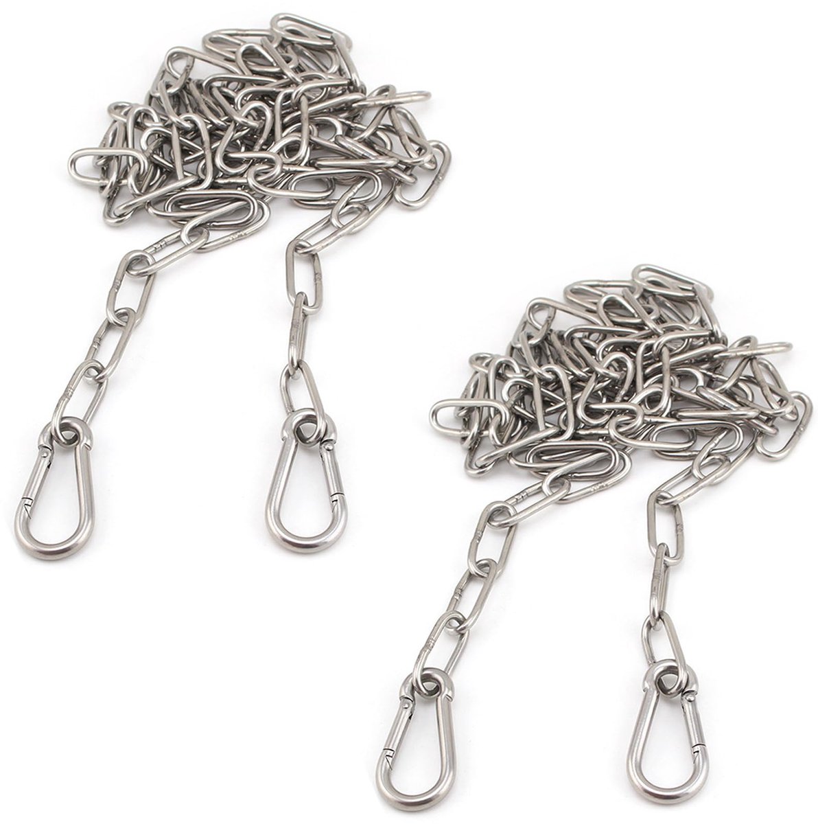 Ketting van roestvrij staal, 1 m, met 4 karabijnsluitingen, voor hangstoelen, amache, zandzakken, schommels, omheiningen, 2 stuks