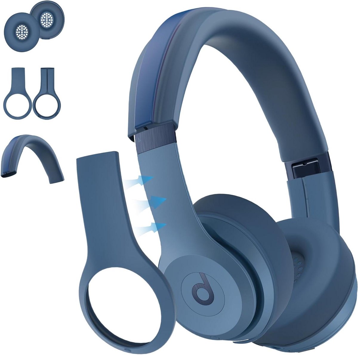 Siliconen Hoes Hoofdtelefoon - Beschermhoes Oorkussens - Hoofdtelefoon Beschermen - 3-in-1 Set - N.v.t. - Blauw