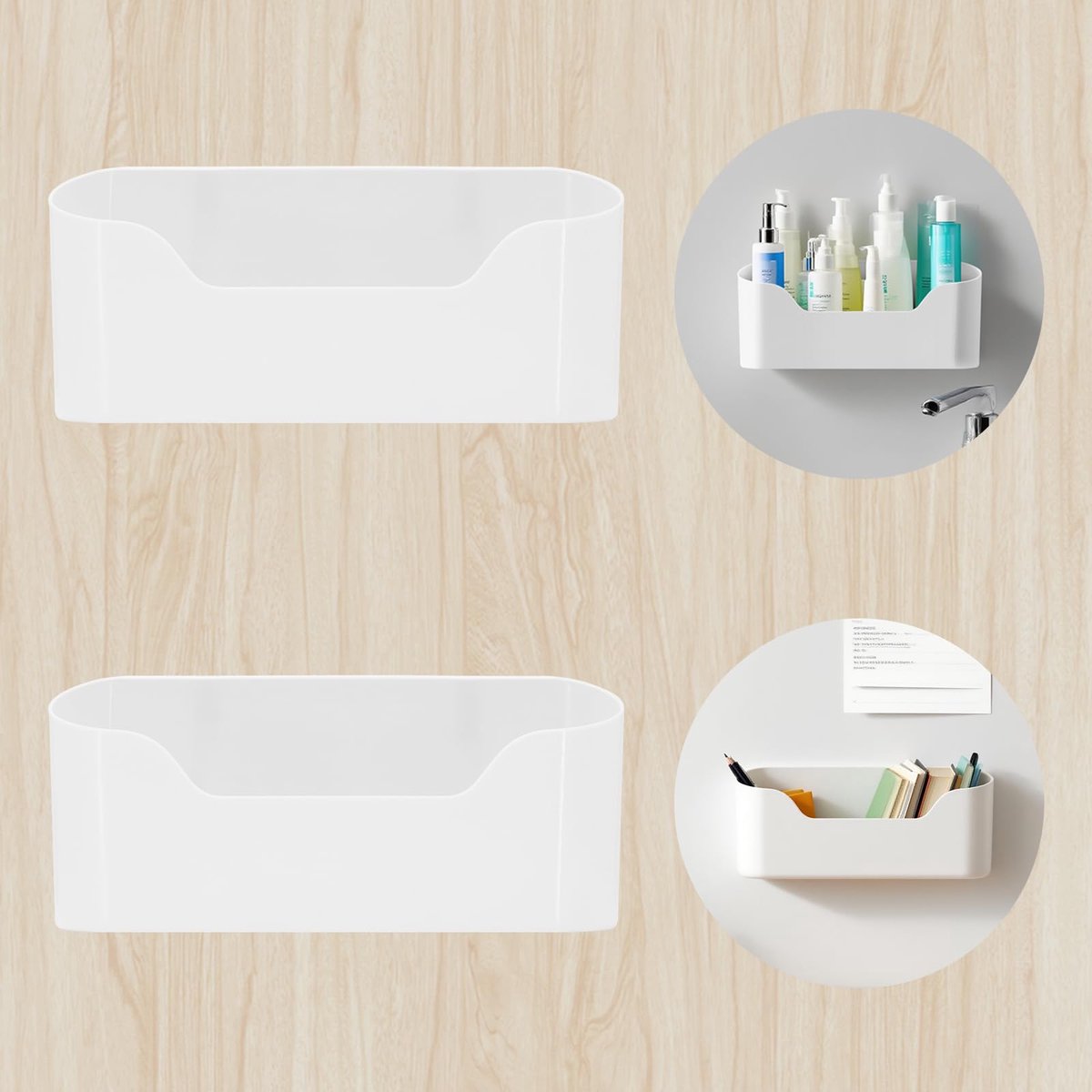 Opbergdoos voor keukenkastdeur, zelfklevende wandgemonteerde opbergdoos, ruimtebesparende kastdeurorganizer voor kleine voorwerpen, badkamer, koelkast, 2 stuks