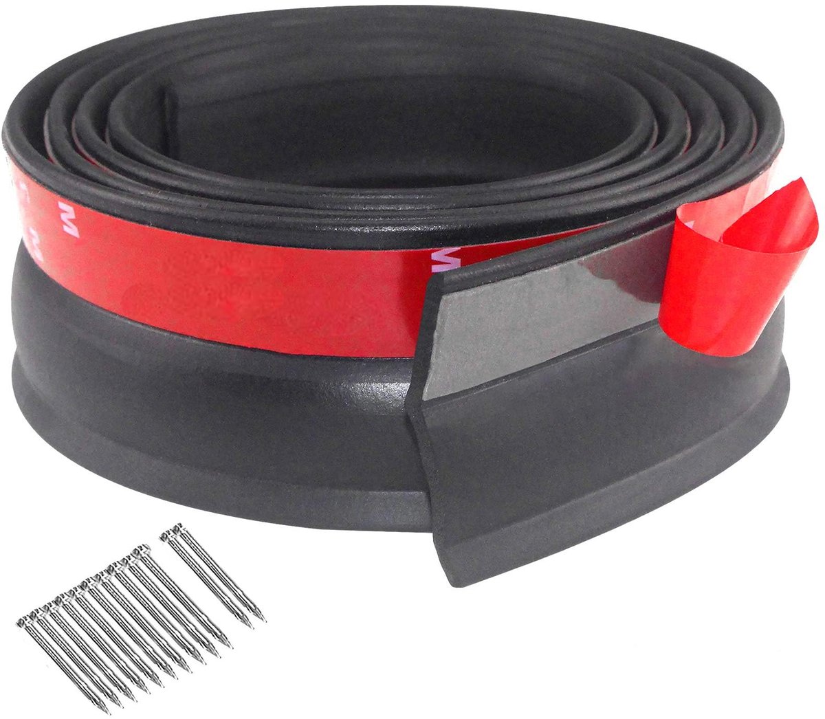 Rubberen afdichtingsstrips, voor garagedeur, afdichting onderaan, weerbestendige afdichting, garagedeur, rubberen lip met spijkers, houdt je garage schoon en