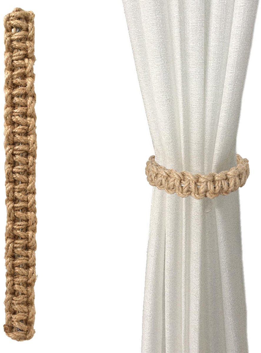 Gordijnhouders, embrasses boho, gordijnhouder, handgemaakte gordijnbinders voor kantoor, woonkamer, slaapkamer, decoratieve gordijnen (bruin)