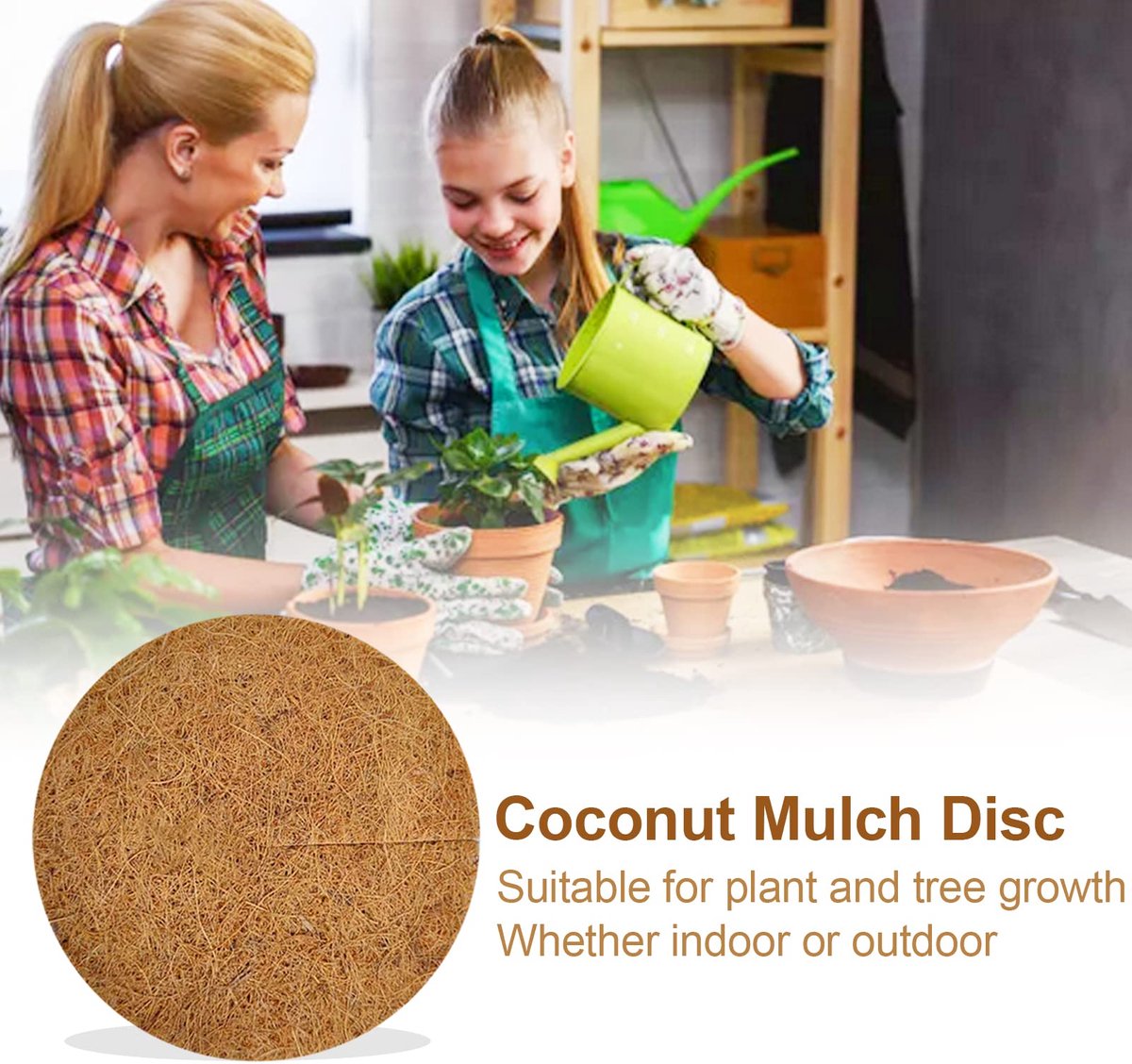 Kokosschijf, 6-delige kokos-mulchschijf, plantenbescherming, winterbescherming, kokosschijf voor planten, plantenbeschermingsmat, bakafdekking, vorstbescherming voor winterbescherming, kokosmat (20 cm