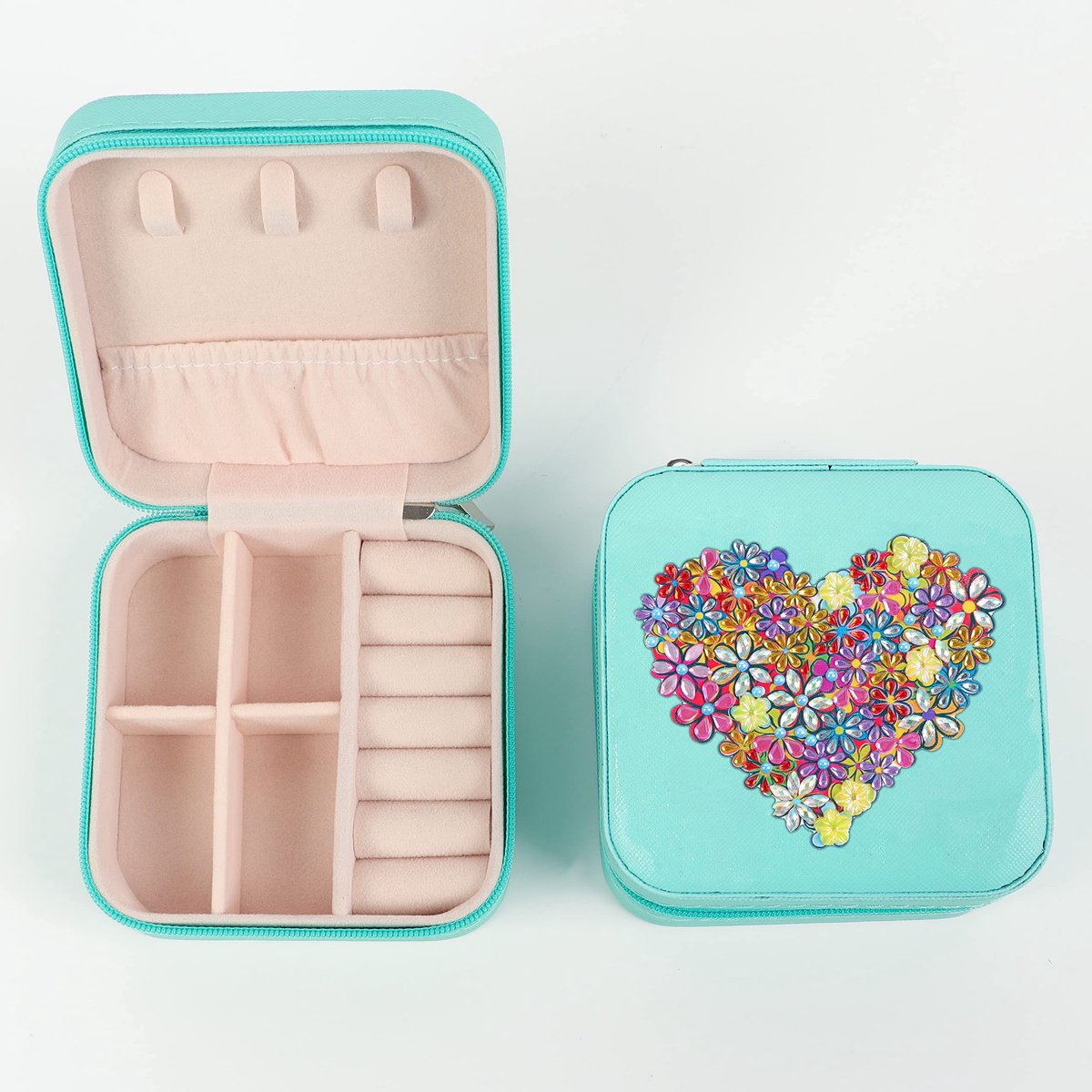 Painting Mini-sieradendoos voor kleine reizen, sieradenkistje, sieradenkistje voor dames, kleine mini-opbergbox voor ringen, oorbellen, halskettingen, knutselen, volwassenen, mozaïek