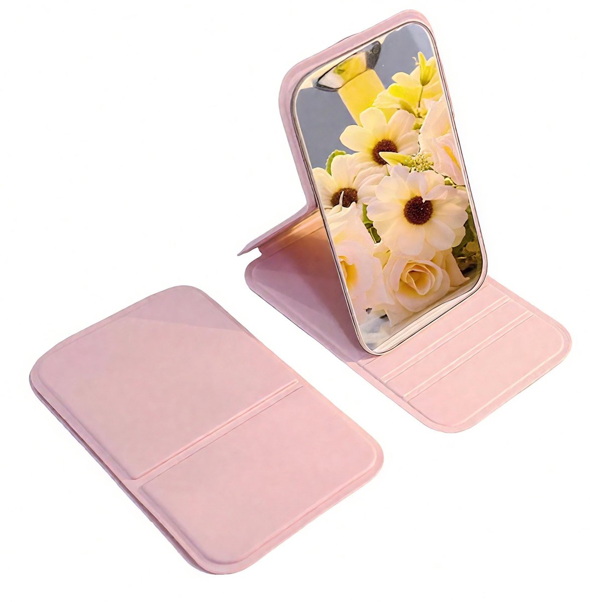Spiegel met standaard, compact opvouwbaar, mini make-upspiegel voor zak en handtas, tafel-handspiegel voor mannen, vrouwen, meisjes