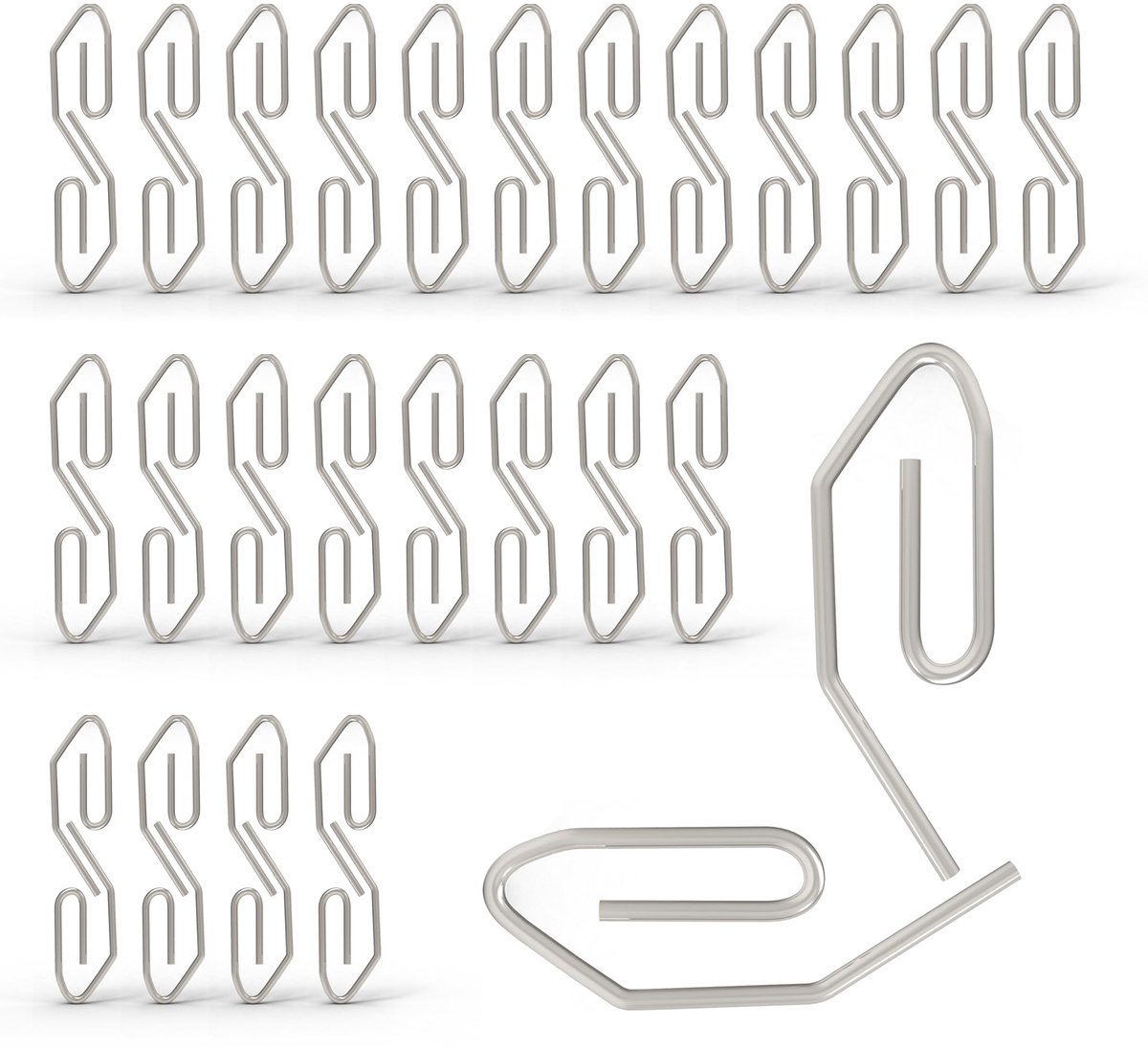 Set van 50 metalen gordijnhaken voor stang/rails, 35 x 12 mm, haken van verzinkt staal, raamgordijn, deurgordijn, douchegordijn, hoofdgordijn en decoratieve gordijnen