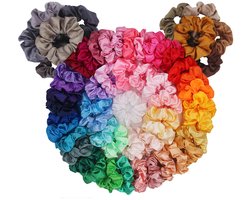 60 Stuks Haartrunchies, BeeVines Satin Scrunchies voor Haar, Halloween Decoraties Krullend Haar Accessoires voor Meisjes, Tiktok Stuff Scrunchies Teens Auto Accessoire Haar Tie, Scrunchy Pack Gift