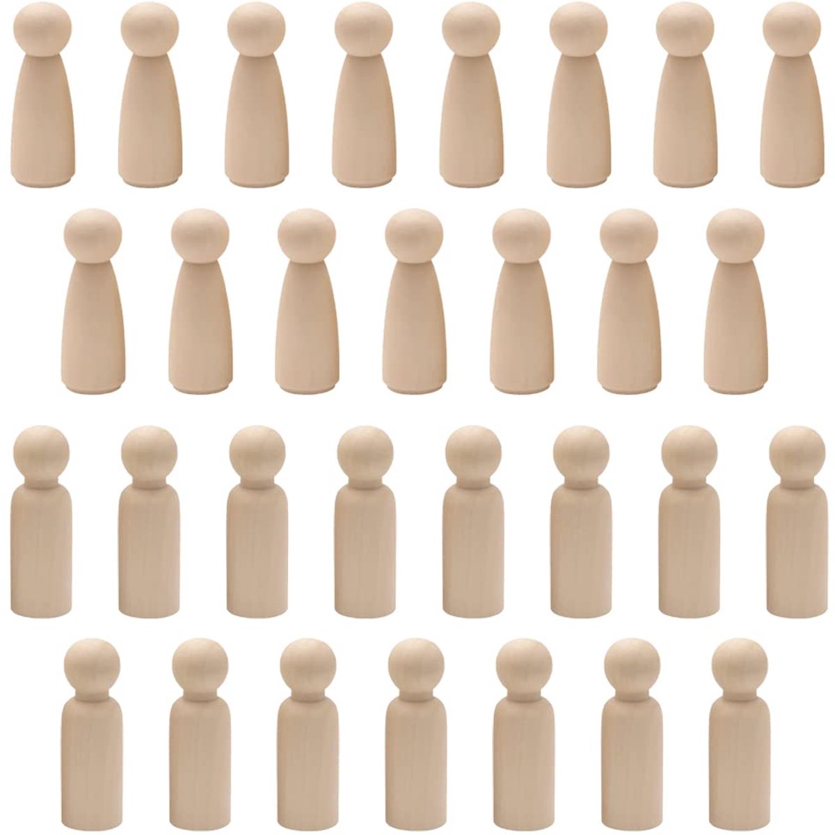 Houten poppen, 53 mm, onbehandelde houten poppen, onbehandelde houten poppen voor kinderen, meisjes, om te beschilderen, knutselen, decoratie