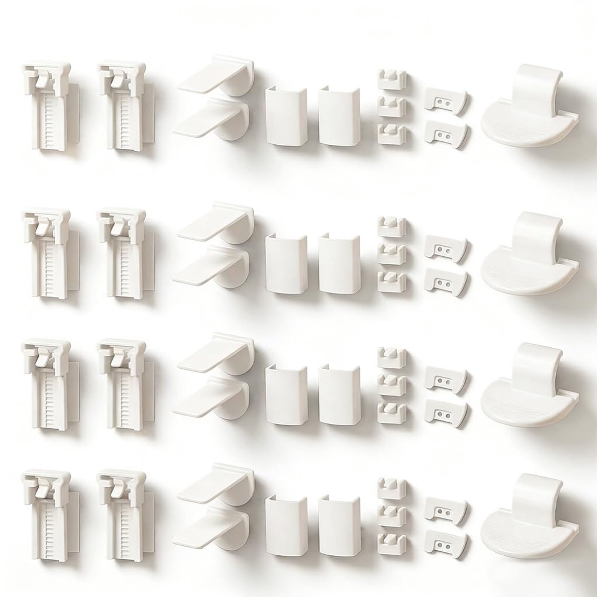 48 stuks klemdragers voor plissérolgordijn, reserveset zonder boren, verstelbare bevestigingsclips voor ramen, montageaccessoires wit voor jaloezieën, thuis, kantoor
