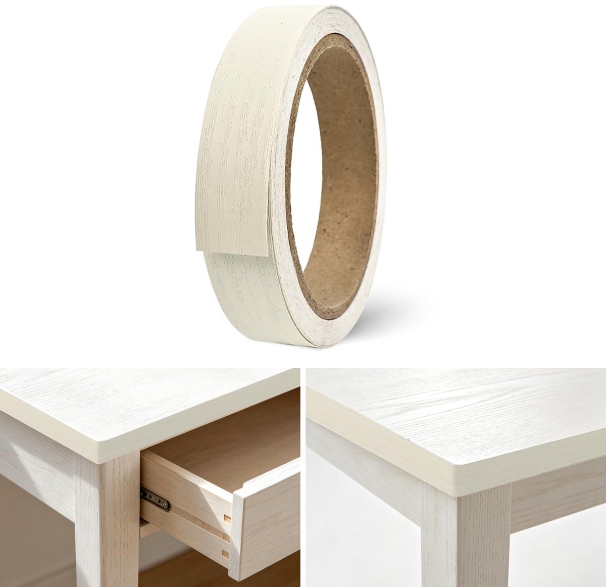 20mm, 10m Houtfineer zelfklevend, voor Meubels, Bureaus, Kasten, Werkbladen, (Bleekhout)