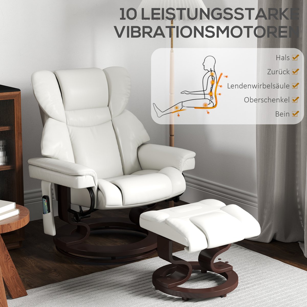 Sternhimmel Relaxfauteuil Met Massage En Ligfunctie Crèmewit - Sternhimmel UG (haftungsbeschränkt) - €389,99