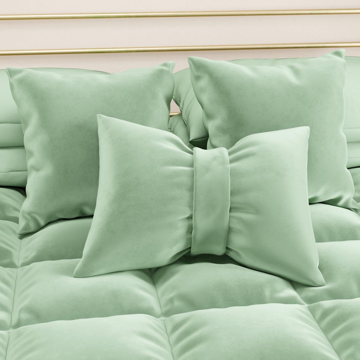 Artigiani Italiani - Sofakussen van fluweel met vulling, slaapkamer-kussenslopen, meubelkussen met verborgen ritssluiting, kussen met saliefluwelen strik, 1 stuks - 50 x 40 cm