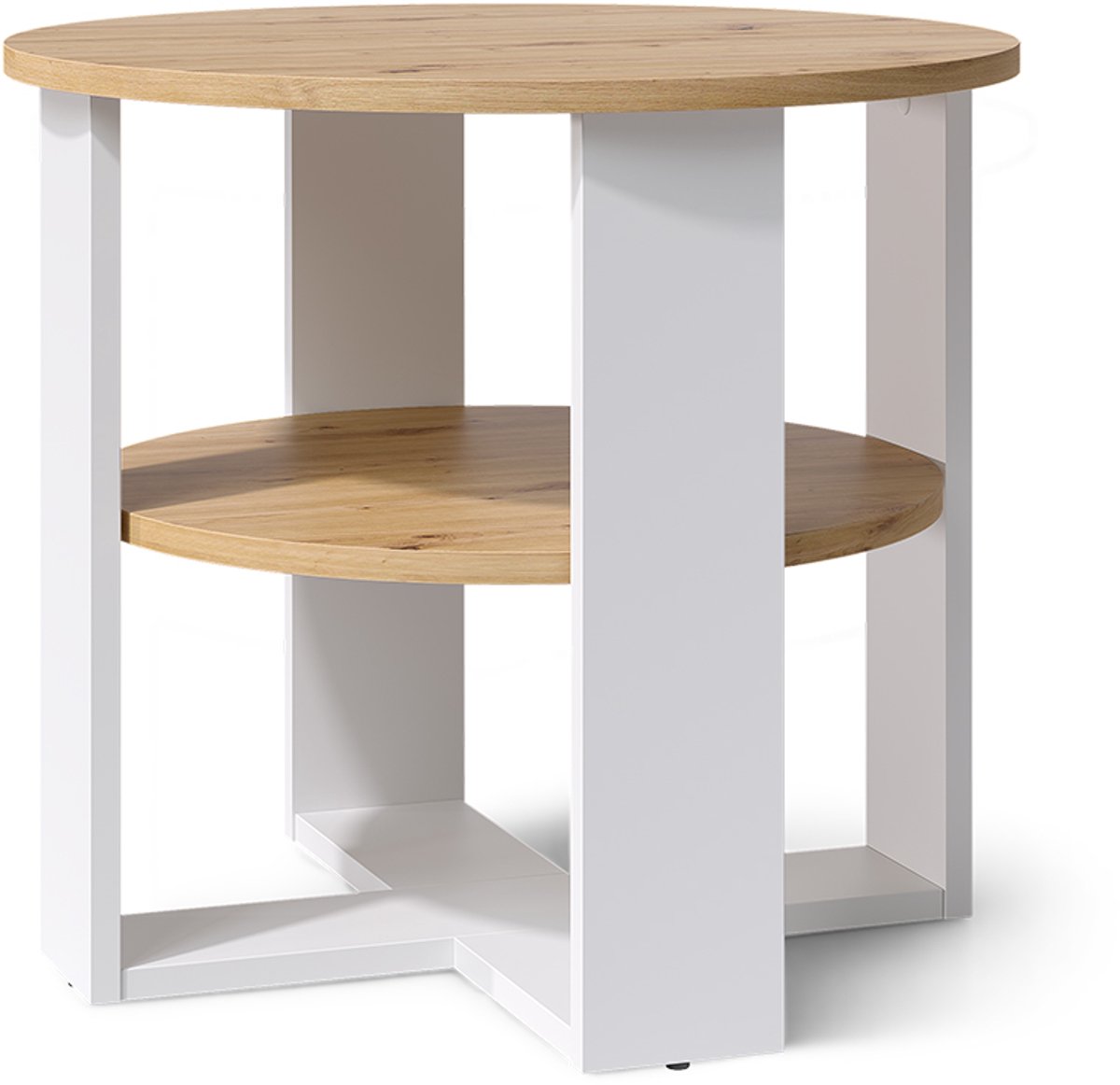 Vicco Salontafel Romeo, Wit/Artisanaal eiken, 53 x 53 cm