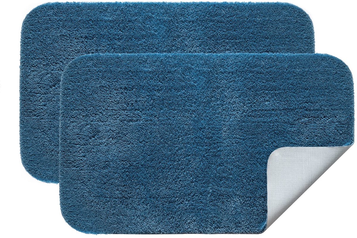 Badmatset antislip badkamermatsets 2 stuks douchemat absorberend badkamertapijt groot tapijt deurmat binnen keuken tapijten tapijt mat voor badkamer slaapkamer keuken ingang 40x60 cm blauw