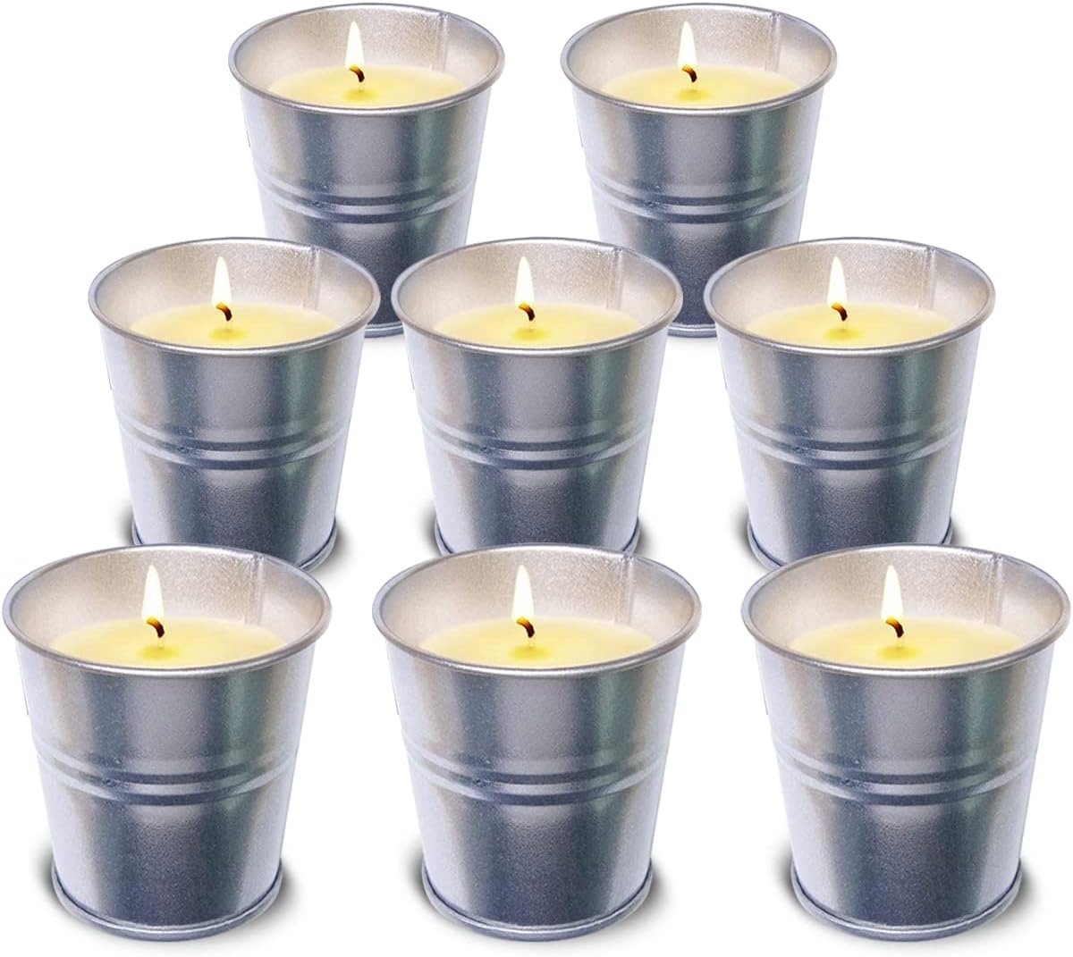 Citronellakaars voor buiten, set van 8 citronella kaarsen, natuurlijke sojakaarsen met citroengrasgeur, 70 g kaarsen voor tuin, terras, picknick, camping