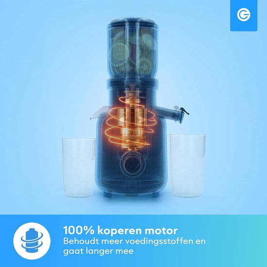 Slowjuicer - Sapcentrifuge Elektrisch - Gezonde Sappen Maken - Krachtige Motor 60 RPM - 103 mm Opening - Zwart — afbeelding 2