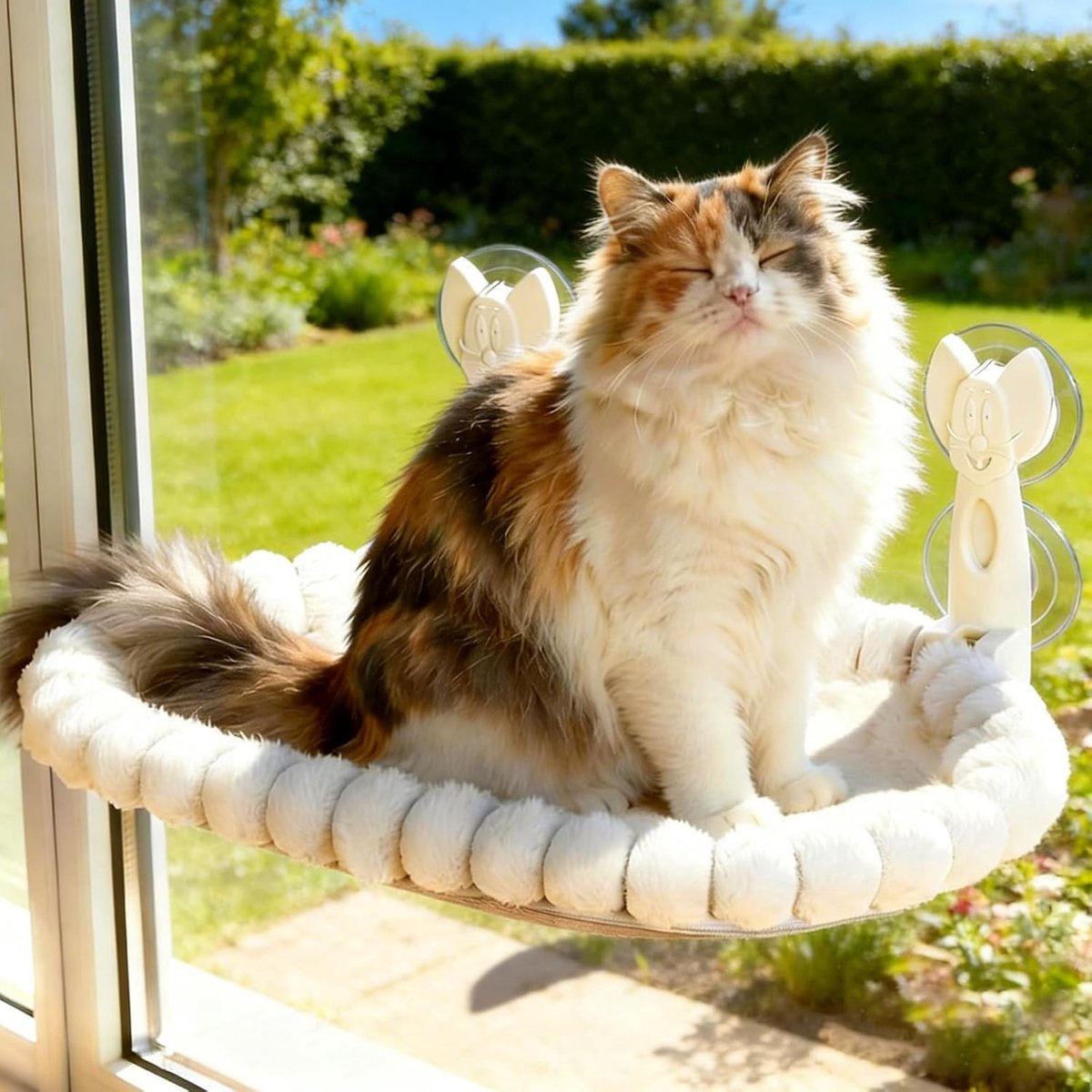 Draadloze Katten Raambed - Draagvermogen 15 kg met Wasbaar Kussen aan Twee Zijden, Opvouwbare Katten Hangmat voor Binnenkatten, Ideaal voor Zonnebaden, Dutten & Vogels Kijken