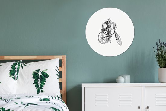Cercle mural - Cercle mural - Vélo - Homme - Vintage - Aluminium - ⌀ 60 cm - Intérieur et Extérieur