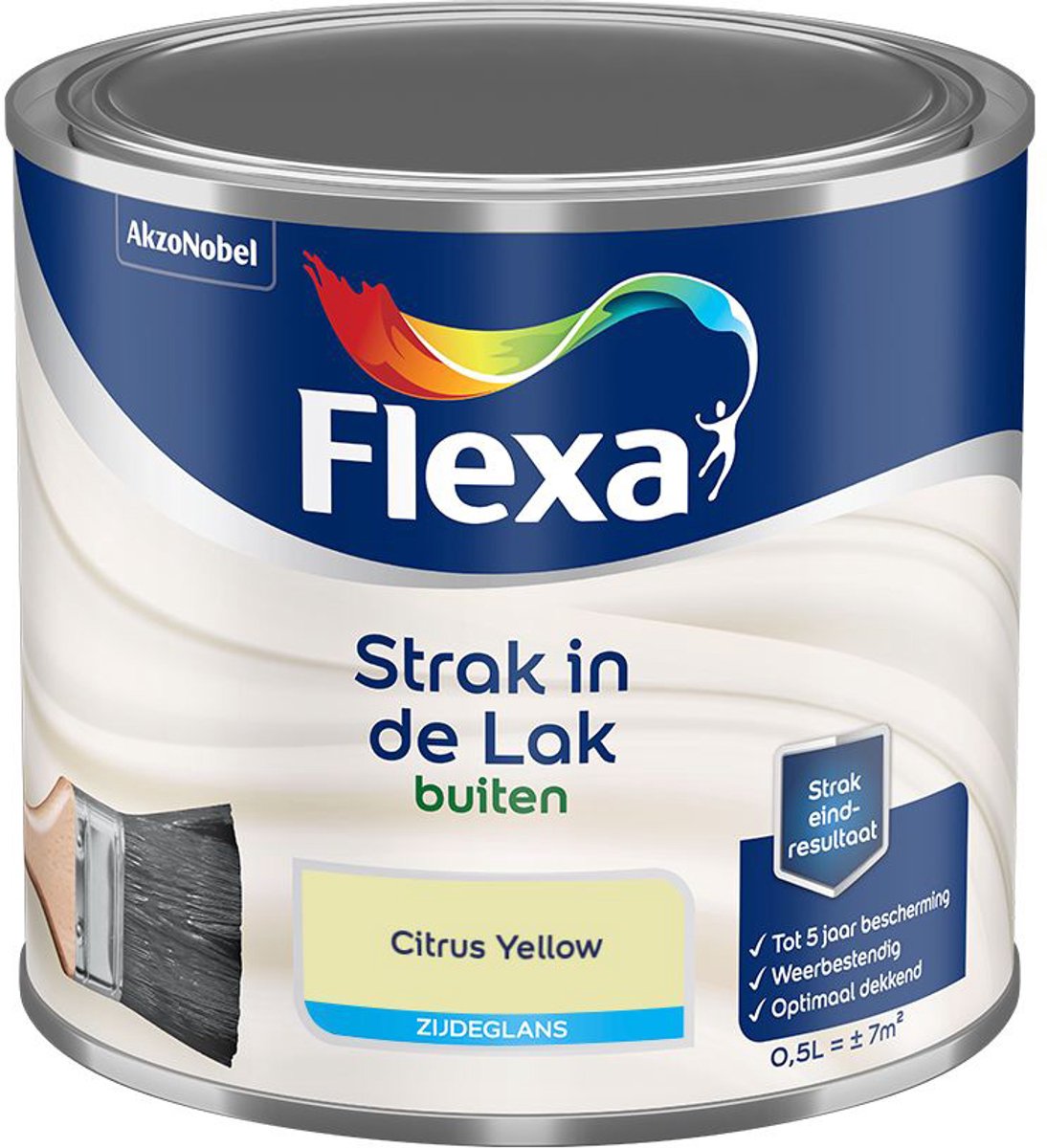 Flexa - Strak In De Lak Buitenlak Zijdeglans - Citrus Yellow - Mengverf - 500 Ml