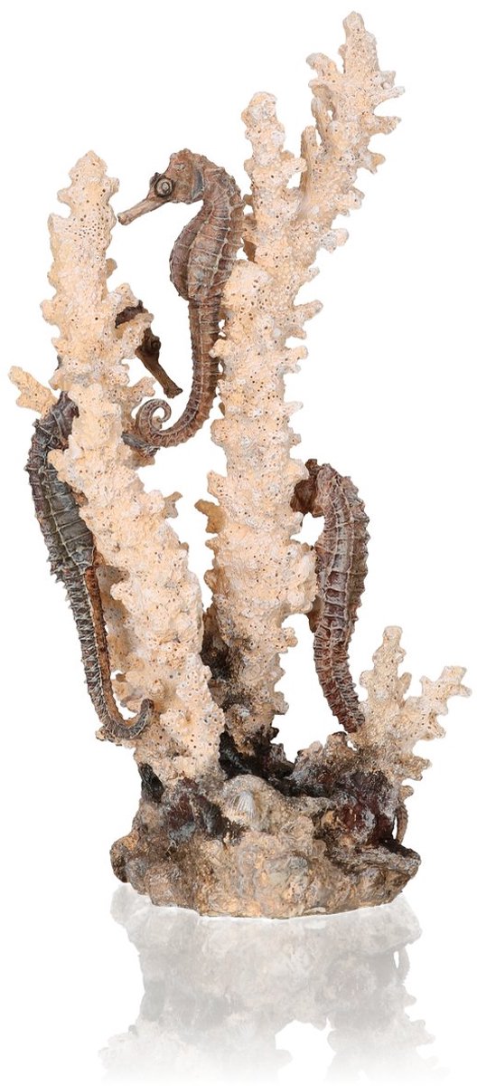 biOrb Middelgrote Seahorse sculptuur, keramische hars middelpunt voor zoetwater en mariene aquaria, Beige/Tan