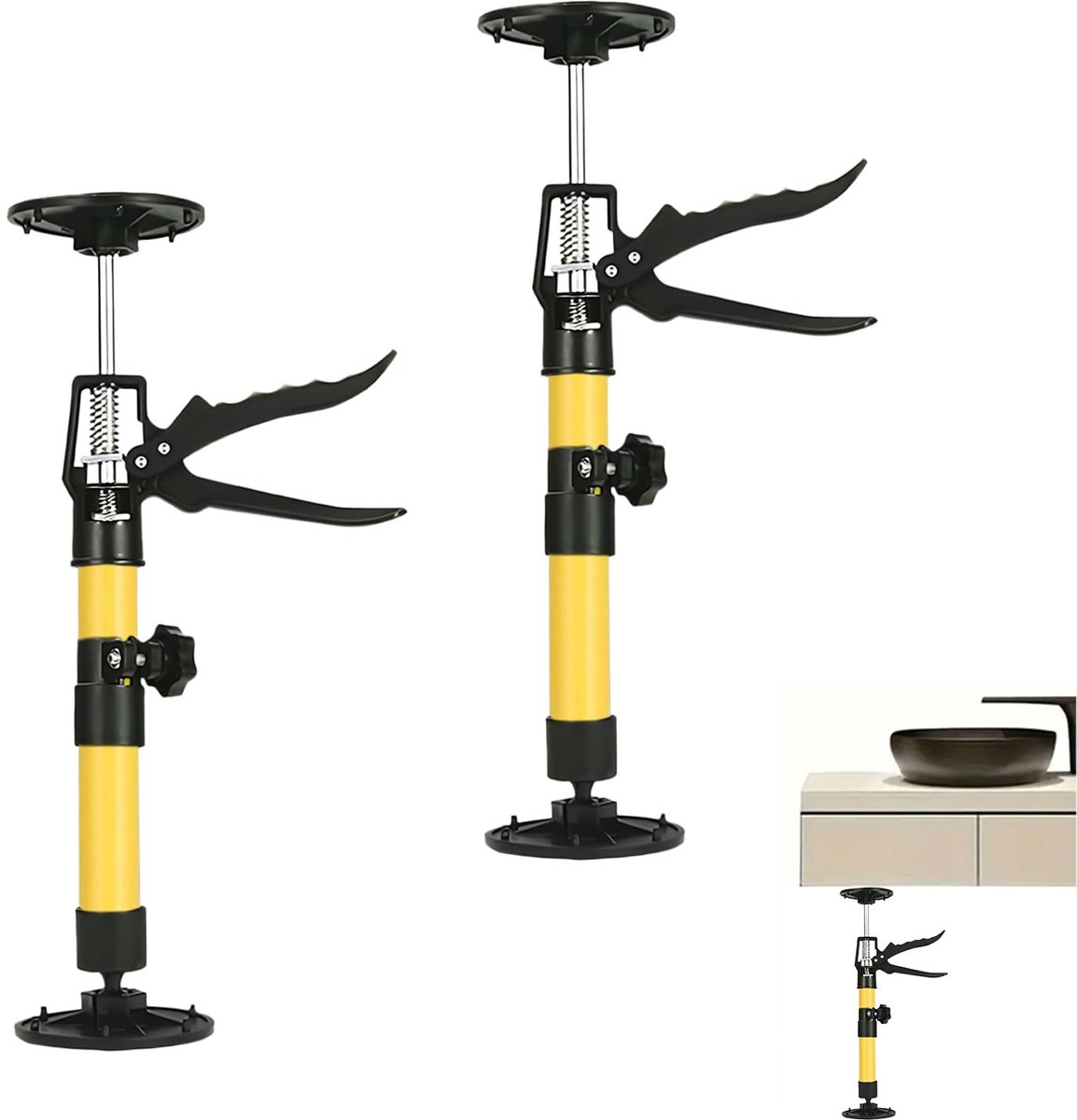 2 stuks plafondsteun, montagesteun, eenhandssteun, telescopische steun, kozijnspanner, uitrekbaar 30-59 cm, deurspanner, telescoopstang, 50 kg draagkracht, deurkozijnspanner ter ondersteuning van