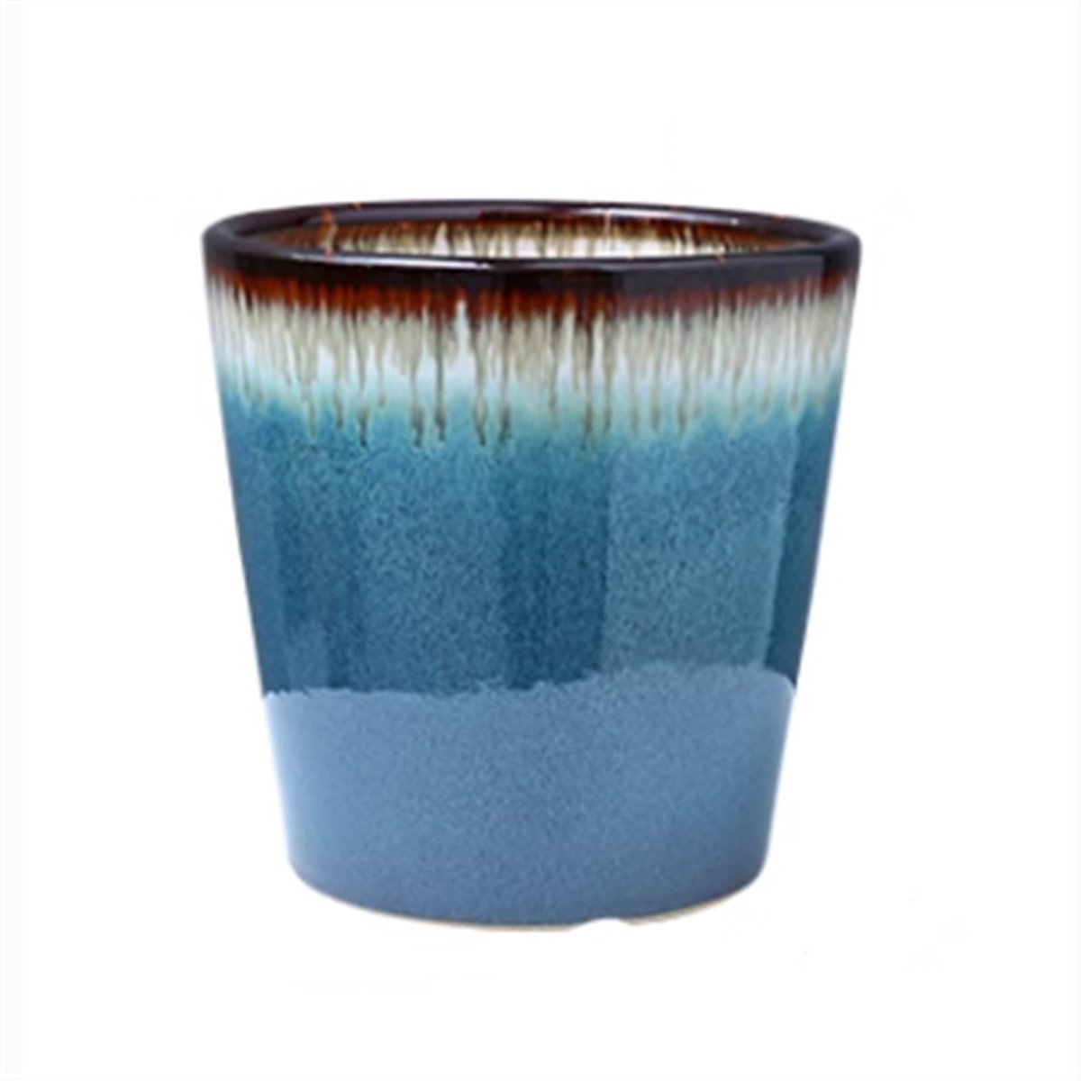 Bloempotten Keramiek Onyx Groen Kleurverloop Ronde Plantenpotten Woonkamer Balkon Huis Vloertype Groene planten Grote plantenbakken(Medium)