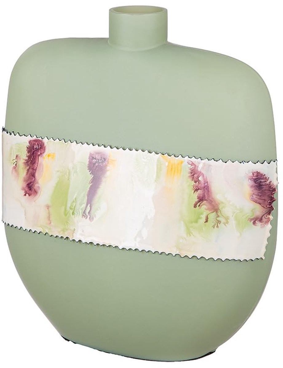 SnelShoppen - Decoratieve Glas Vaas Groene Matte Tafel Vaas 30 cm - Waterdicht Met Aluminium en Vilt Onderzijde - Perfect Voor Woonkamer Decoratie