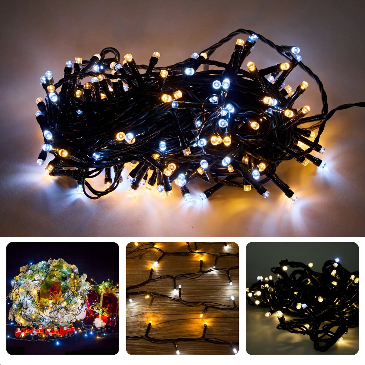 Cheqo Kerstverlichting - Kerstboomverlichting - Kerstlampjes - Sfeerverlichting - LED Verlichting - Voor Binnen en Buiten - Tuinverlichting - Feestverlichting - Lichtsnoer - 400 LED's - 8M - 2 Kleuren - Timer - 8 Lichtfuncties - Geheugen
