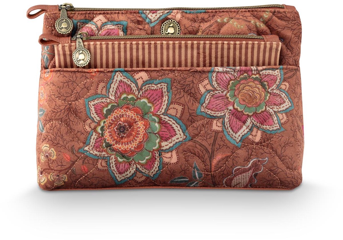 Pip Studio - Toilettas - Caryn Mumbai Morning - Bruin - 26x7,5x18cm