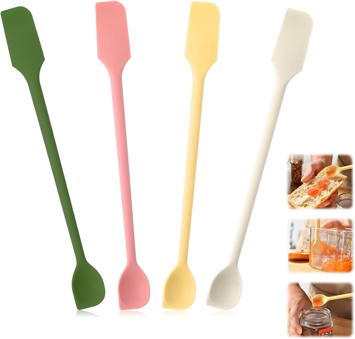 Spatels, dubbelzijdige multifunctionele deegschrapers, herbruikbare keukenspatels, geschikt voor jam en honing (ca. 17,5 cm)