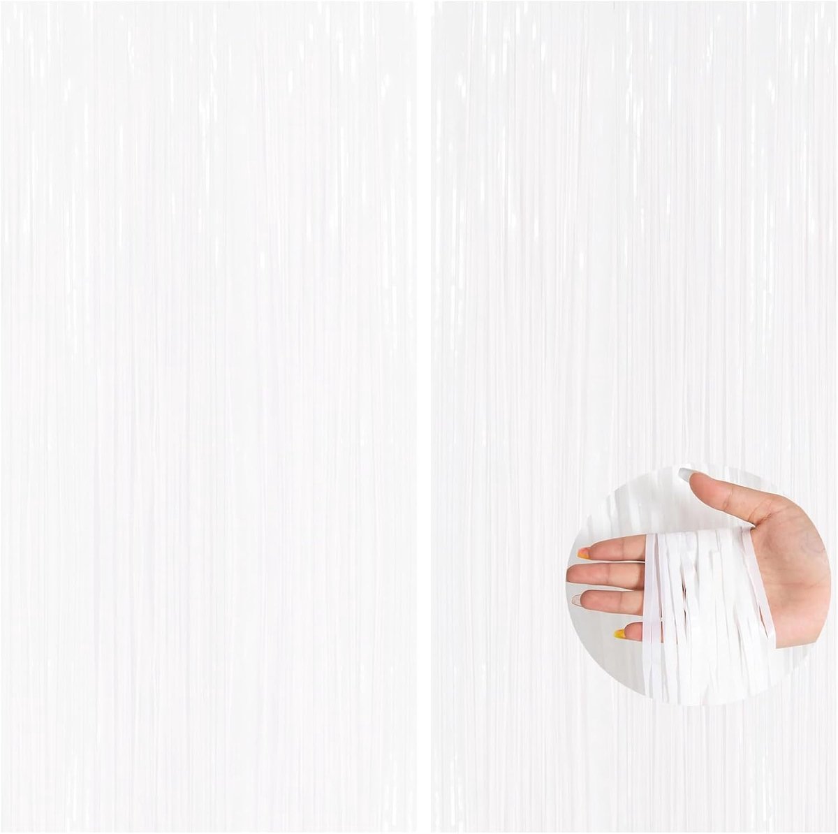 2 stuks witte glitter klatergoud gordijnen, 3,2x6,5ft Macaron feest folie deur gordijnen met franje en kwastjes klatergoud achtergrond voor verjaardag, disco, kerstfeesten
