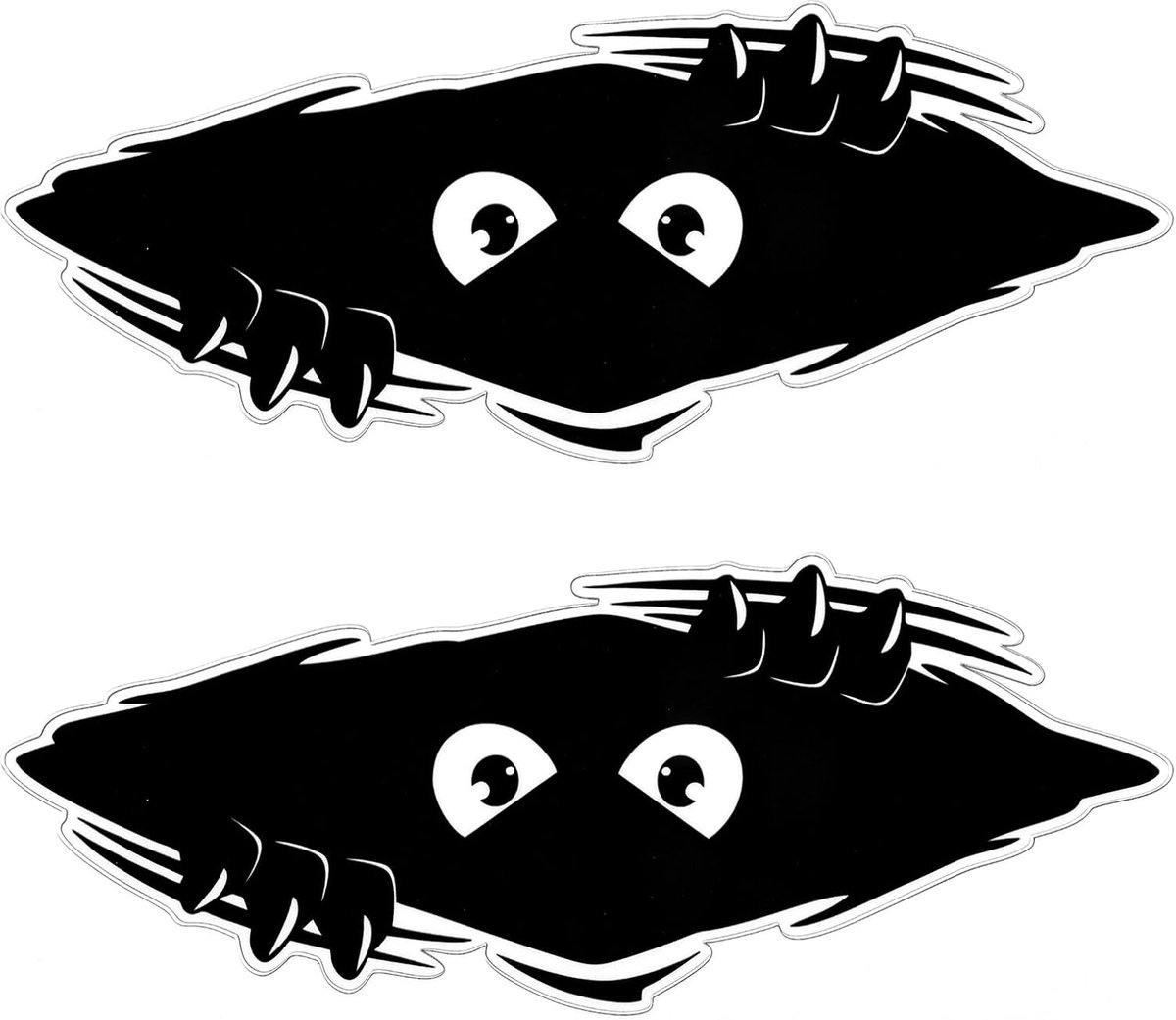 2 stuks Monster Stickers Grappige Auto Bumper Stickers Grote Zwarte Auto Stickers voor Windows Muur Laptops Deuken Sport Auto Motorfiets PET Waterdichte Auto Stickers voor Mannen