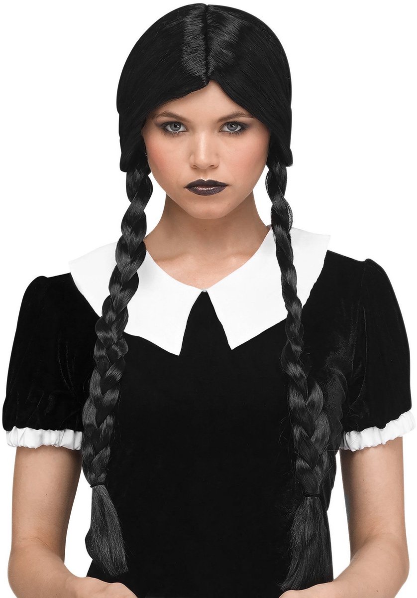 Gothic schoolmeisje pruik voor volwassenen
