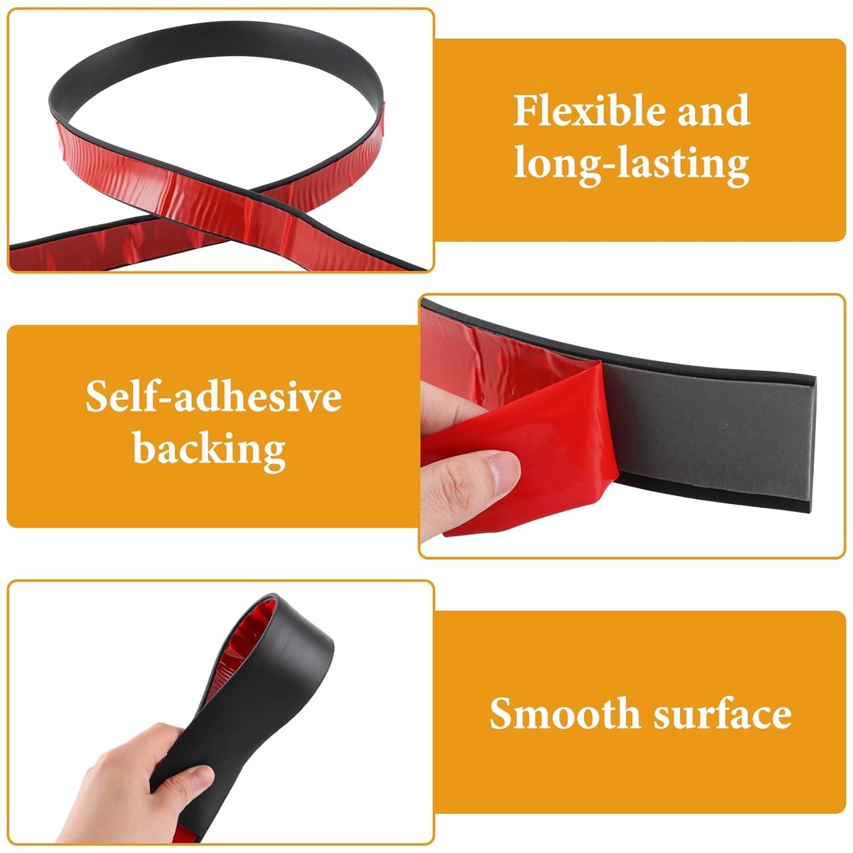 Rubberen strips, zelfklevend, 5 m x 5 cm x 3 mm, rubberen plakband, rubberen plaat, alternatief massief rubber, rubberen afdichting, zelfklevend, neopreen rubberen mat voor werkplaats, zwart