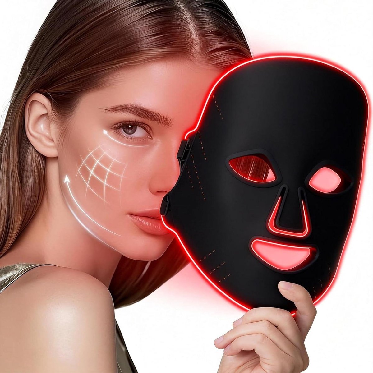 Gezichtsmasker - Huidverzorging - Huidverjonging - 7 Kleuren Lichttherapie - 6 x 4 x 2 cm - Zwart