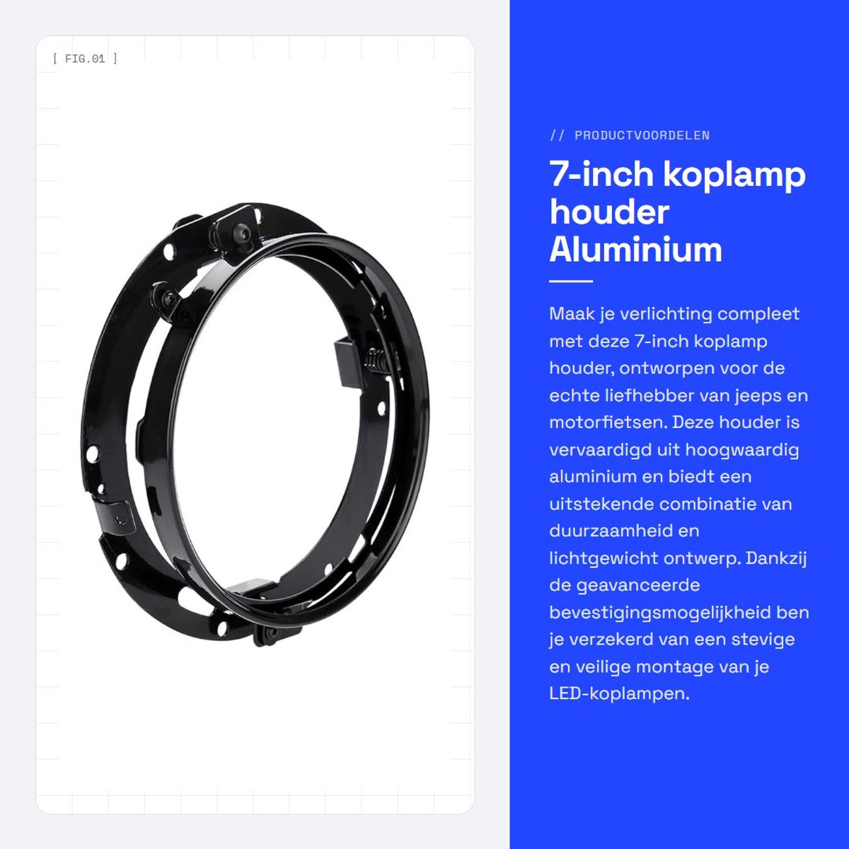 Dailygoods- Koplamphouder 7 Inch - Zwarte Aluminiumlegering - Ronde Montagebeugel - Goed Fixatie-effect - Geschikt voor FLD/Touring Modellen - Lichtgewicht en Duurzaam - Koplampbeugel