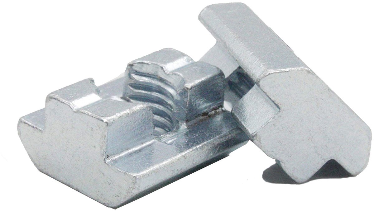 Dailygoods- Groefsteen Zwaar - Bevestigingsmateriaal Schaduwdoek - M10 - Verzinkt Staal - Geschikt voor B-type Profielen - Afmetingen 20x19,7x10,5 mm