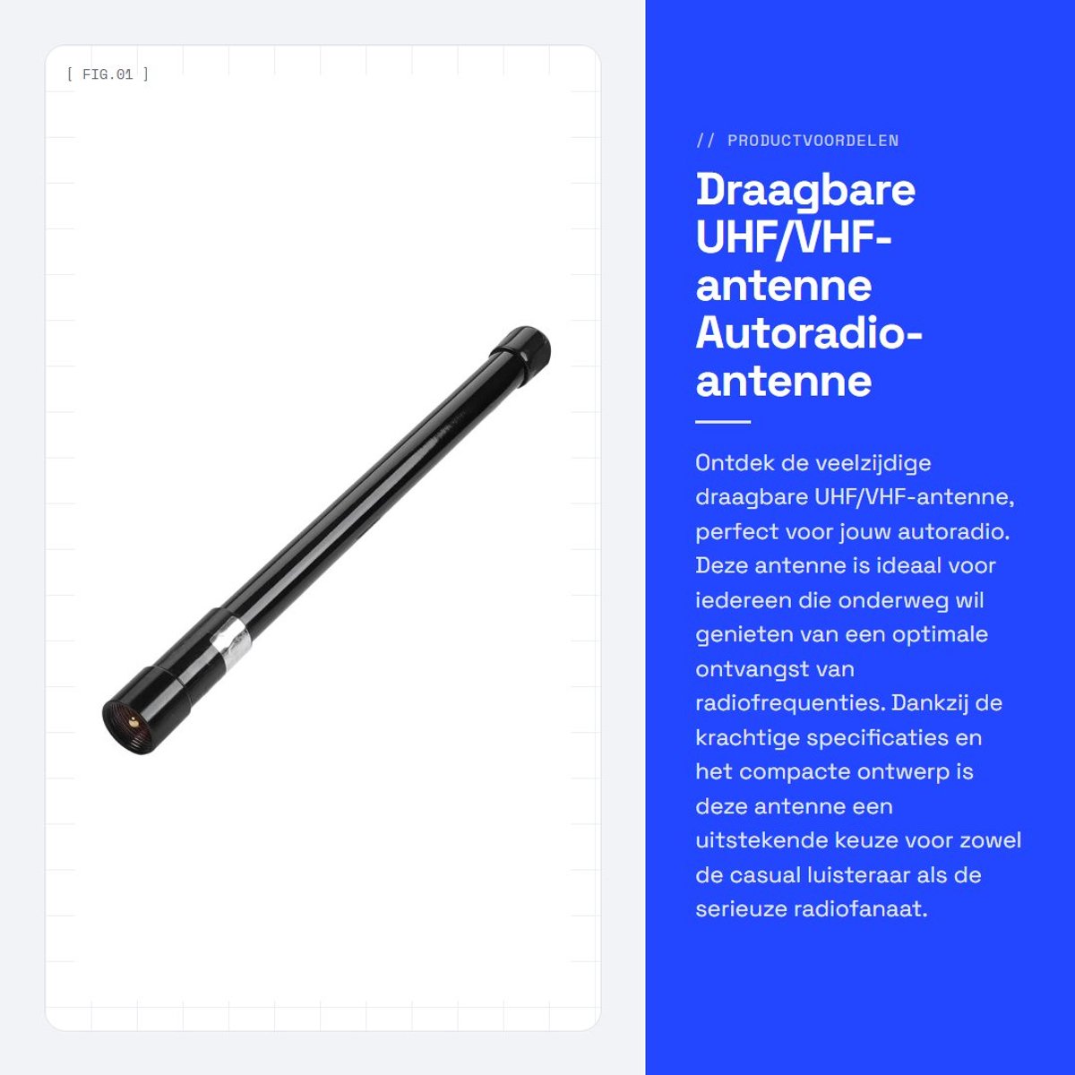 Dailygoods- Auto Antenne Universeel - Draagbare UHF/VHF Antenne - Autoradio Antenne - Pl259-stekker - Frequentiebereik 400-500MHz / 130-174MHz - Geschikt voor Mobiele Telefoons - Radioantenne