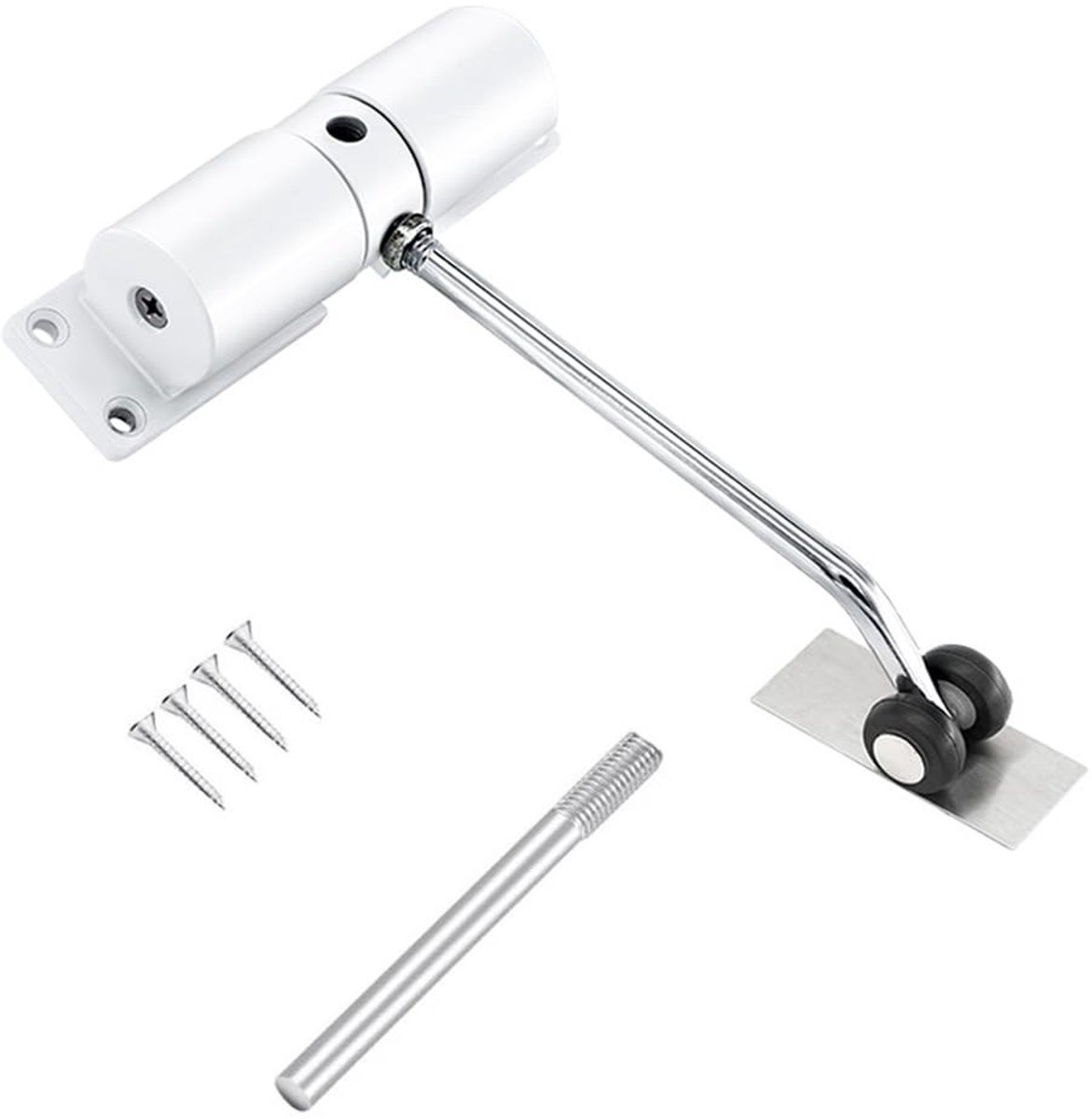 Dailygoods - Verstelbare Deursluiter - Automatische Veersluiting voor Diverse Deuren (Wit)