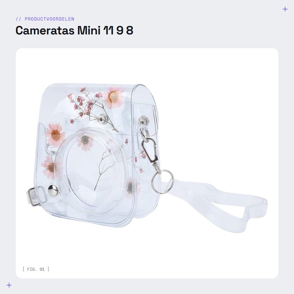 Dailygoods- Cameratas Draagbaar - Beschermende Hoes - PVC - Verstelbare Schouderriem - Mini 11/9/8 Camera - Daisy/Babysbreath Stijl