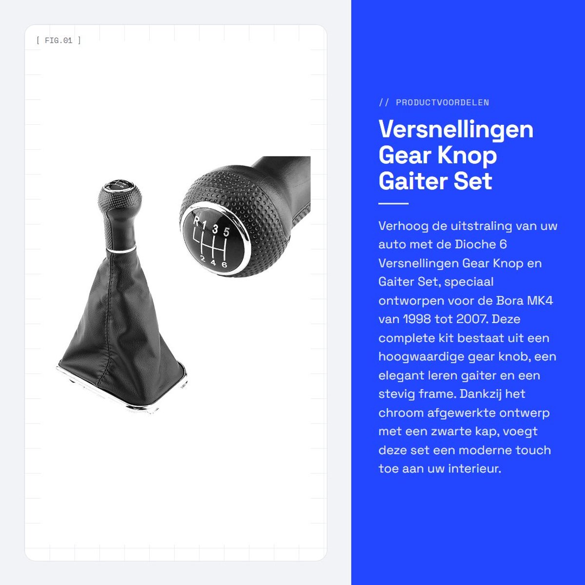Dailygoods- Versnellingspook Hoes Compleet Set - Pookknop - Versnellingspook Knop - Pookknop Universeel - 6 Versnellingen - Zwart Kunstleer - Versnellingsknop
