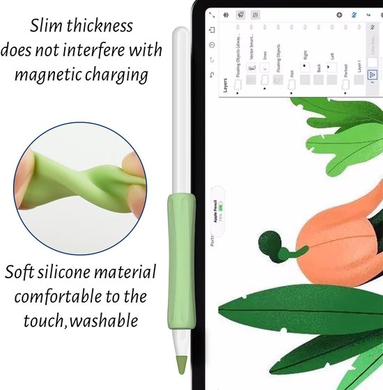 Dailygoods- Gripsset 16-delig - Siliconen - Ergonomisch ontwerp - Compatibel met Apple Pencil 1e/2e generatie - Schokbestendig - Comfortabele grip - Stylus Grip — afbeelding 4