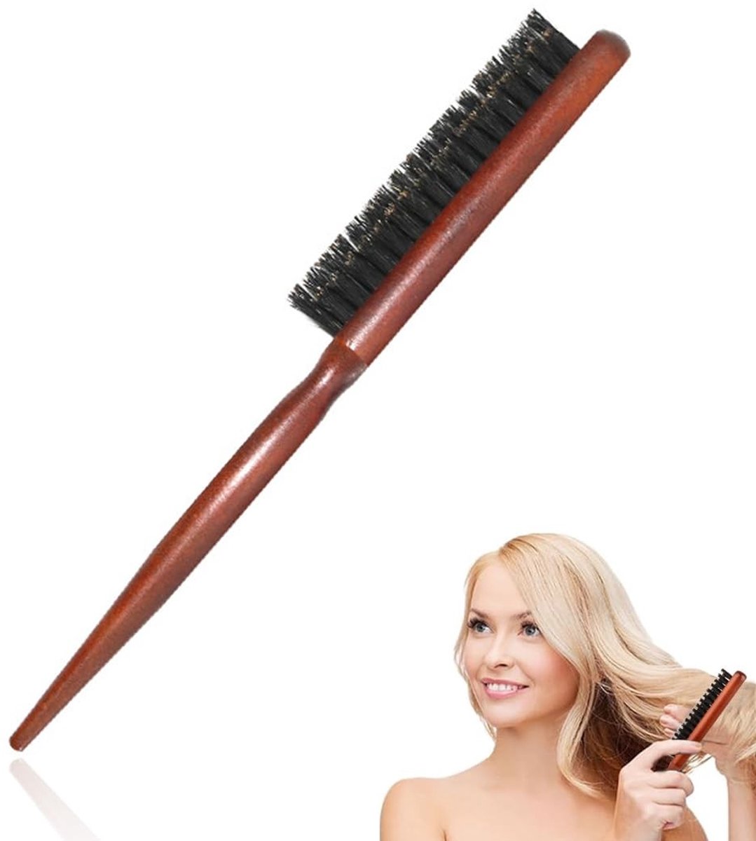 Dailygoods- Haarborstel Varkenshaar - Houten Handvat - Antiklit - Stylingtool voor Krullend Haar - Comfortabele Grip - Duurzaam en Huidvriendelijk - Stylingborstel