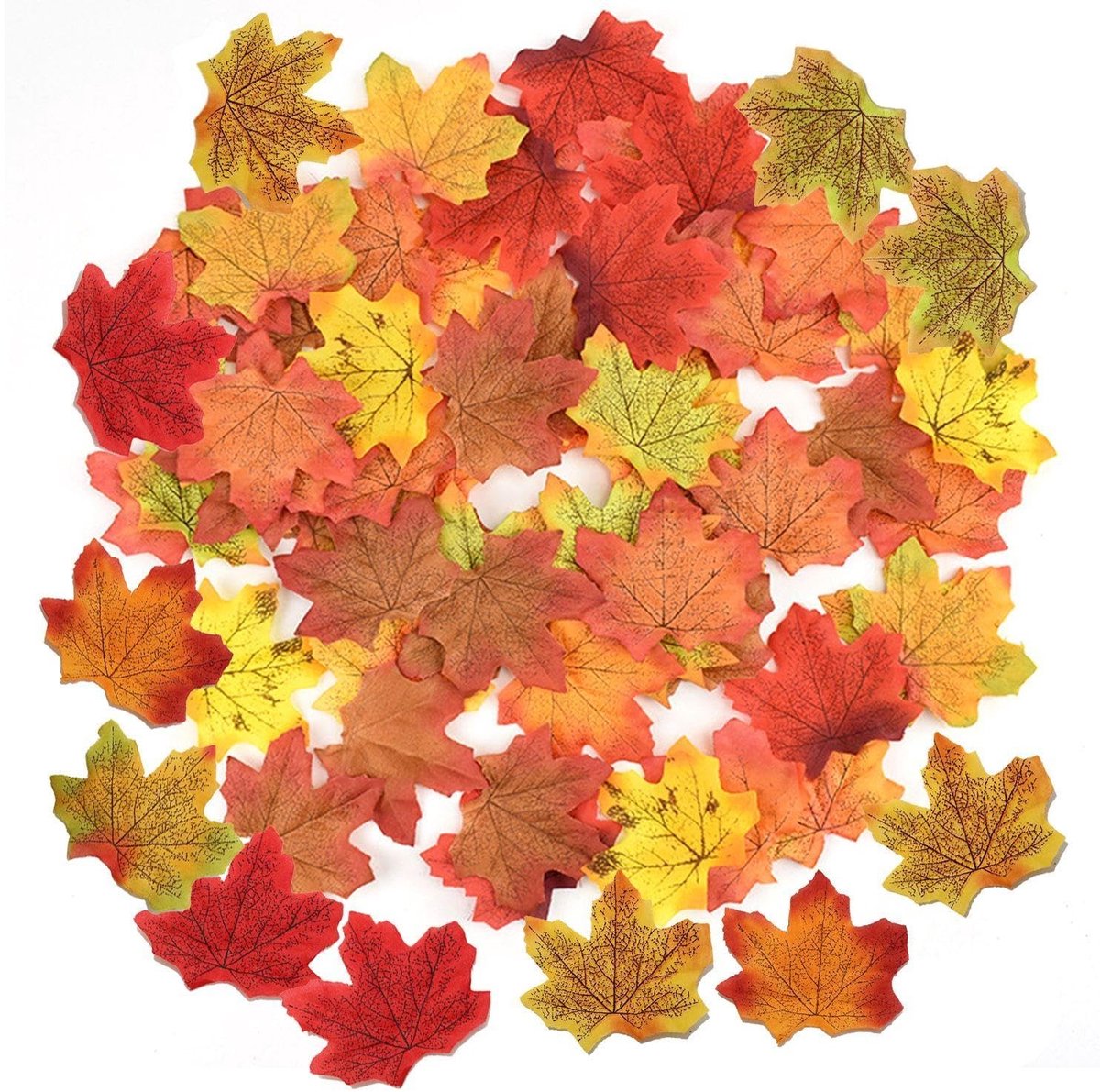 Dailygoods- Kunstbladeren 50 stuks - Gesimuleerde Esdoornbladeren - Herfstdecoratie - Halloween Decoratie - Zijden Bladeren - Realistisch Ontwerp - Decoratiebladeren
